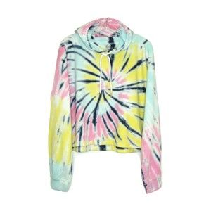 NWT Sunset Glow Tie Dye Crop Hoodie Sweatshirt Size L